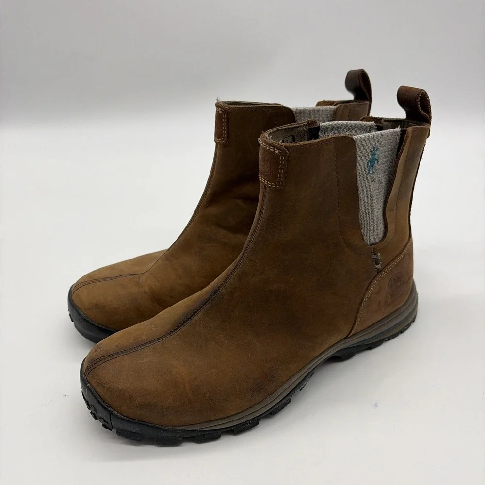 Timberland Chelsea X Smart Wool Brown Leather Ankle Boots Vibram Size 9 M